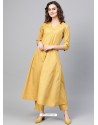 Yellow Designer Readymade Kurti Bottom Set