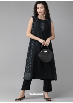 Black Designer Readymade Kurti Bottom Set