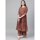 Brown Designer Readymade Kurti Bottom Set