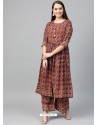 Brown Designer Readymade Kurti Bottom Set