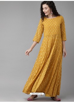 Mustard Designer Readymade Kurti Bottom Set