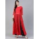 Red Designer Readymade Kurti Bottom Set