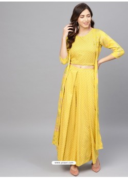 Yellow Designer Readymade Kurti Bottom Set