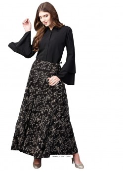 Black Designer Readymade Kurti Bottom Set