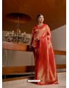 Red Designer Classic Wear Raw Silk Sari