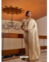 Gold Designer Classic Wear Raw Silk Sari