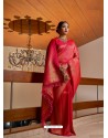 Dark Peach Designer Classic Wear Raw Silk Sari