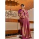 Magenta Designer Classic Wear Raw Silk Sari