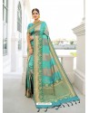 Sky Blue Designer Classic Wear Silk Sari