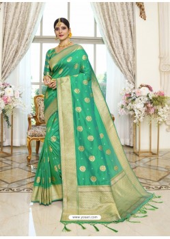 Jade Green Designer Classic Wear Silk Sari