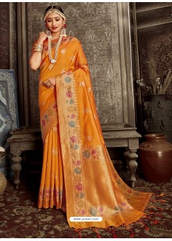 Mustard Designer Classic Wear Silk Sari