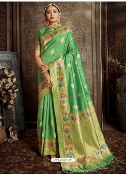 Green Designer Classic Wear Silk Sari