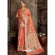 Light Orange Designer Classic Wear Silk Sari