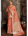 Light Orange Designer Classic Wear Silk Sari