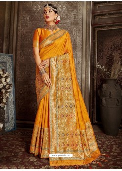 Yellow Designer Classic Wear Silk Sari