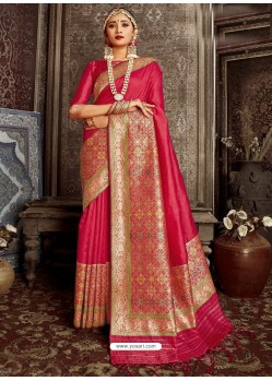 Rose Red Designer Classic Wear Silk Sari