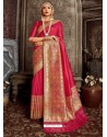 Rose Red Designer Classic Wear Silk Sari