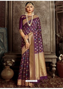 Purple Designer Classic Wear Silk Sari