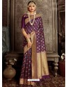 Purple Designer Classic Wear Silk Sari