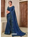 Dark Blue Designer Traditional Wear Silk Sari