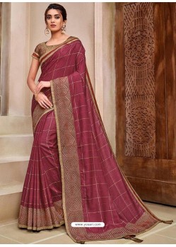 Rose Red Designer Traditional Wear Silk Sari