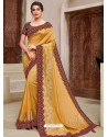 Yellow Designer Traditional Wear Silk Sari