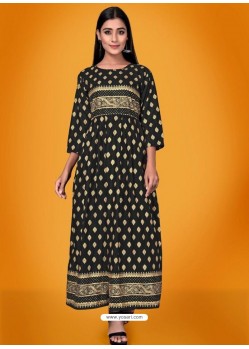 Black Readymade Latest Long Gown Kurti