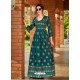 Teal Readymade Latest Long Gown Kurti