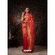 Red Designer Classic Wear Raw Silk Sari