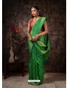 Parrot Green Designer Classic Wear Raw Silk Sari