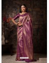 Purple Designer Classic Wear Raw Silk Sari