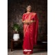 Dark Peach Designer Classic Wear Raw Silk Sari