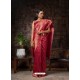 Maroon Designer Classic Wear Raw Silk Sari