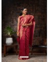 Maroon Designer Classic Wear Raw Silk Sari