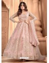 Baby Pink Bridal Designer Party Wear Butterfly Net Anarkali Suit