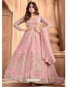 Pink Bridal Designer Party Wear Butterfly Net Anarkali Suit