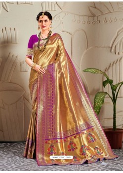 Purple Designer Traditional Wear Banarasi Silk Sari