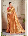 Gold Designer Traditional Wear Banarasi Silk Sari