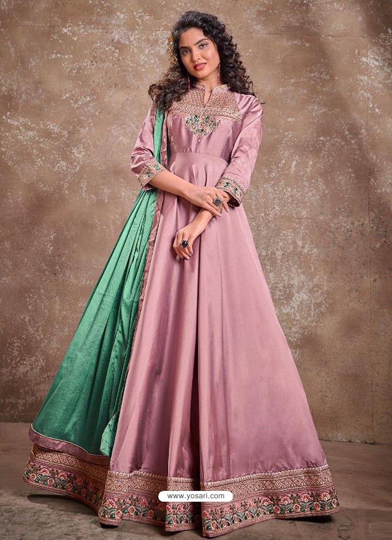 Dusty Pink Readymade Latest Designer Party Wear Anarkali Suit