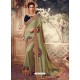 Olive Green Latest Designer Party Wear Sari