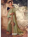 Olive Green Latest Designer Party Wear Sari