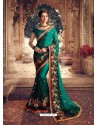 Teal Latest Designer Party Wear Sari