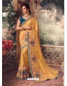 Mustard Latest Designer Party Wear Sari