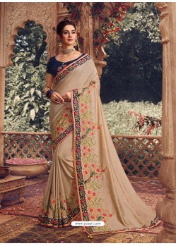 Light Beige Latest Designer Party Wear Sari