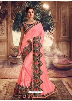 Peach Latest Designer Party Wear Sari