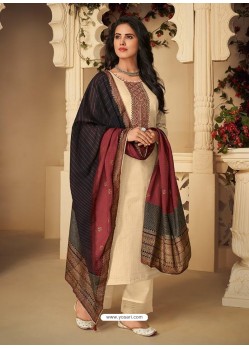 Off White Latest Heavy Designer Party Wear Straight Salwar Suit