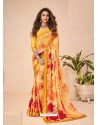 Orange Designer Casual Wear Crepe Sari