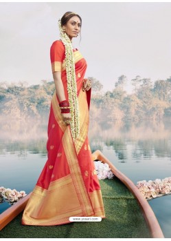 Red Latest Designer Party Wear Sari