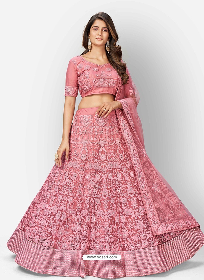 Pink Scintillating Designer Heavy Bridal Lehenga Choli