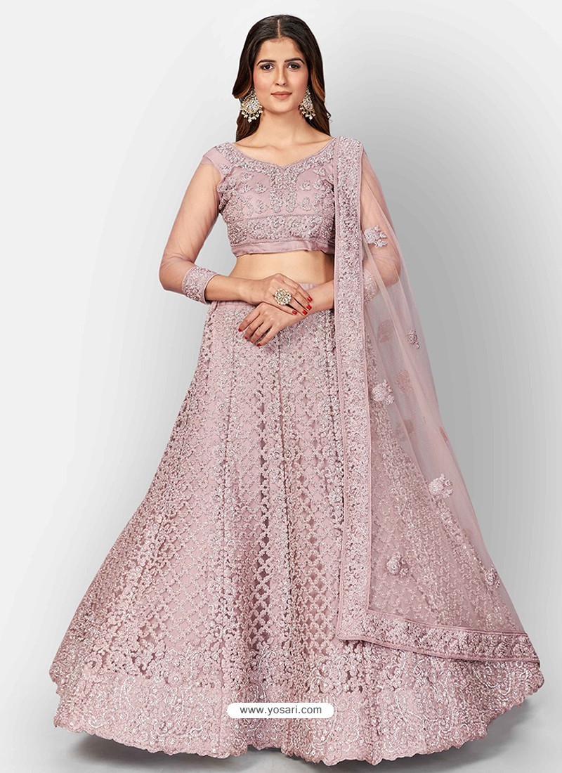 Dusty Pink Scintillating Designer Heavy Bridal Lehenga Choli